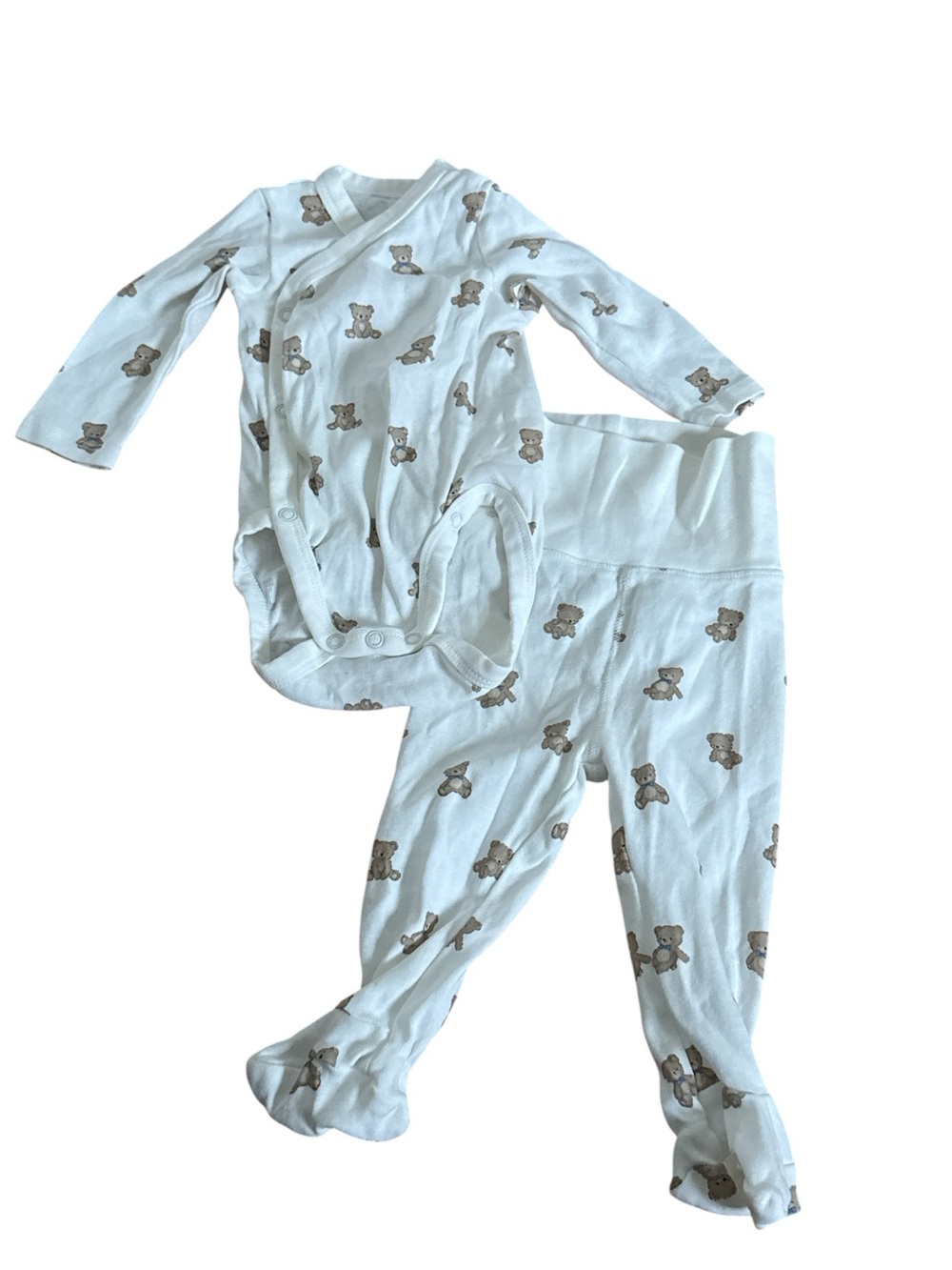 NWOT H&M White Pajama Set with Brown Teddy Bear Print
